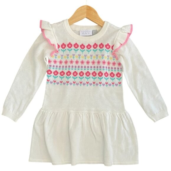 Children's Place Floral Spring Peplum Sweater Dress 3T - Picture 1 of 3